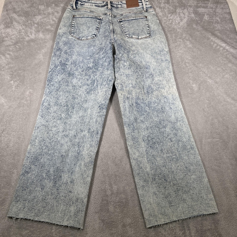 Judy Blue Jeans Brink Womens 16W Blue Mineral Wash Wide Leg High Rise Raw Hem - Picture 7 of 13